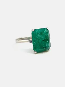 Купить Кольцо из серебра с изумрудом и танзанитами - Кольцо, Серебро - 925 в интернет-магазине кристалл мечты в Москве