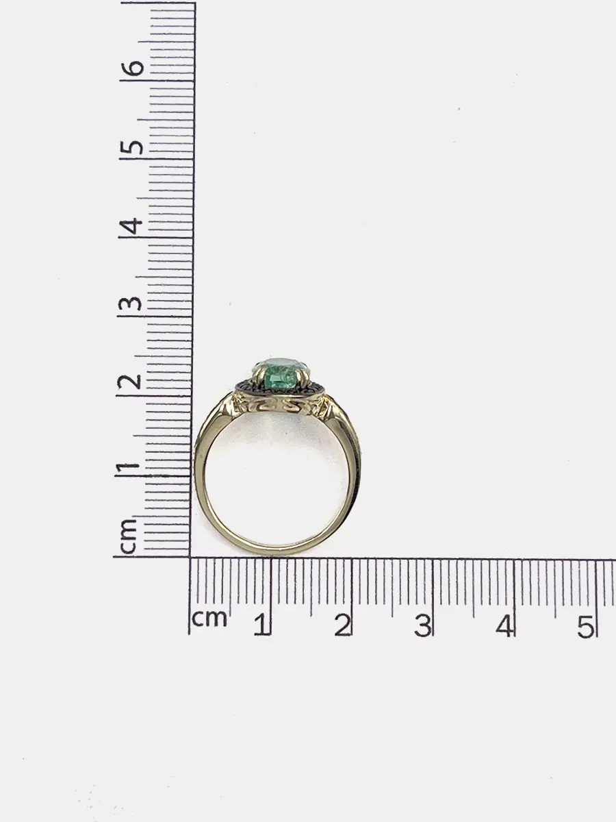 Купить Кольцо из золота с изумрудом природным и сапфирами - Кольцо, Золото - 375 в интернет-магазине кристалл мечты в Москве