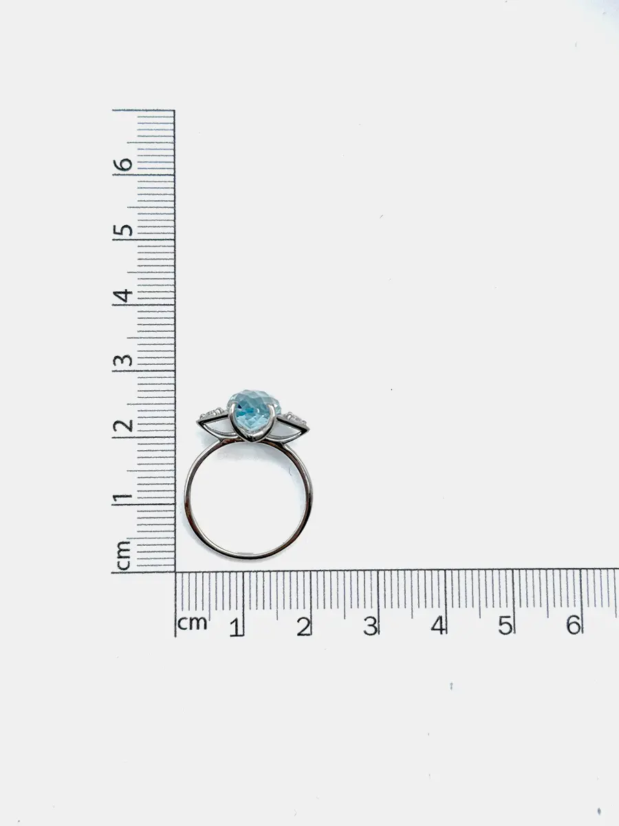 Купить Кольцо из серебра с топазом и фианитами. Покрытие родий - Кольцо, Серебро - 925 в интернет-магазине кристалл мечты в Москве