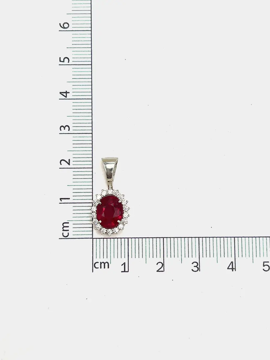 Купить Подвеска из серебра с рубином и фианитами - Подвеска, Серебро - 925 в интернет-магазине кристалл мечты в Москве