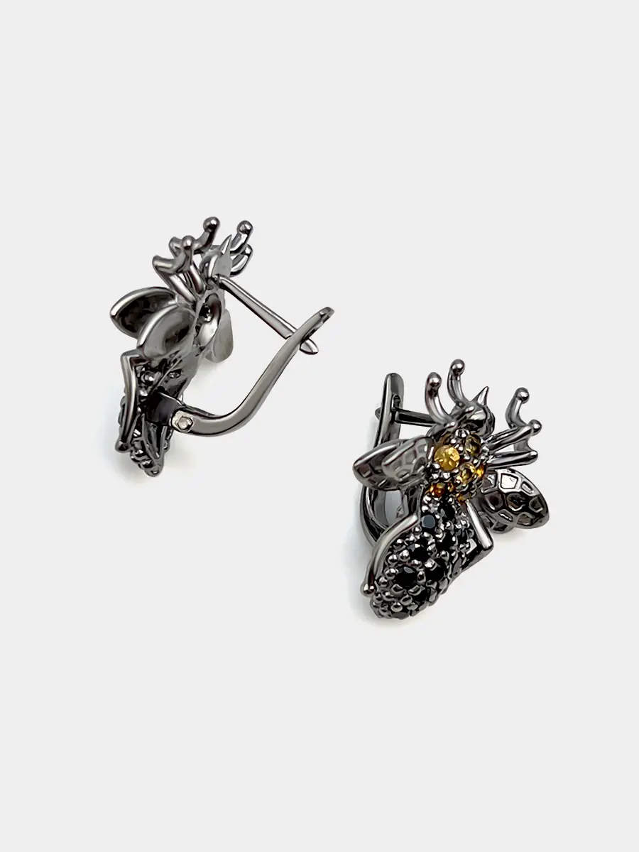 Купить Серьги из серебра со шпинелями и цитринами - Серьги, Серебро - 925 в интернет-магазине кристалл мечты в Москве