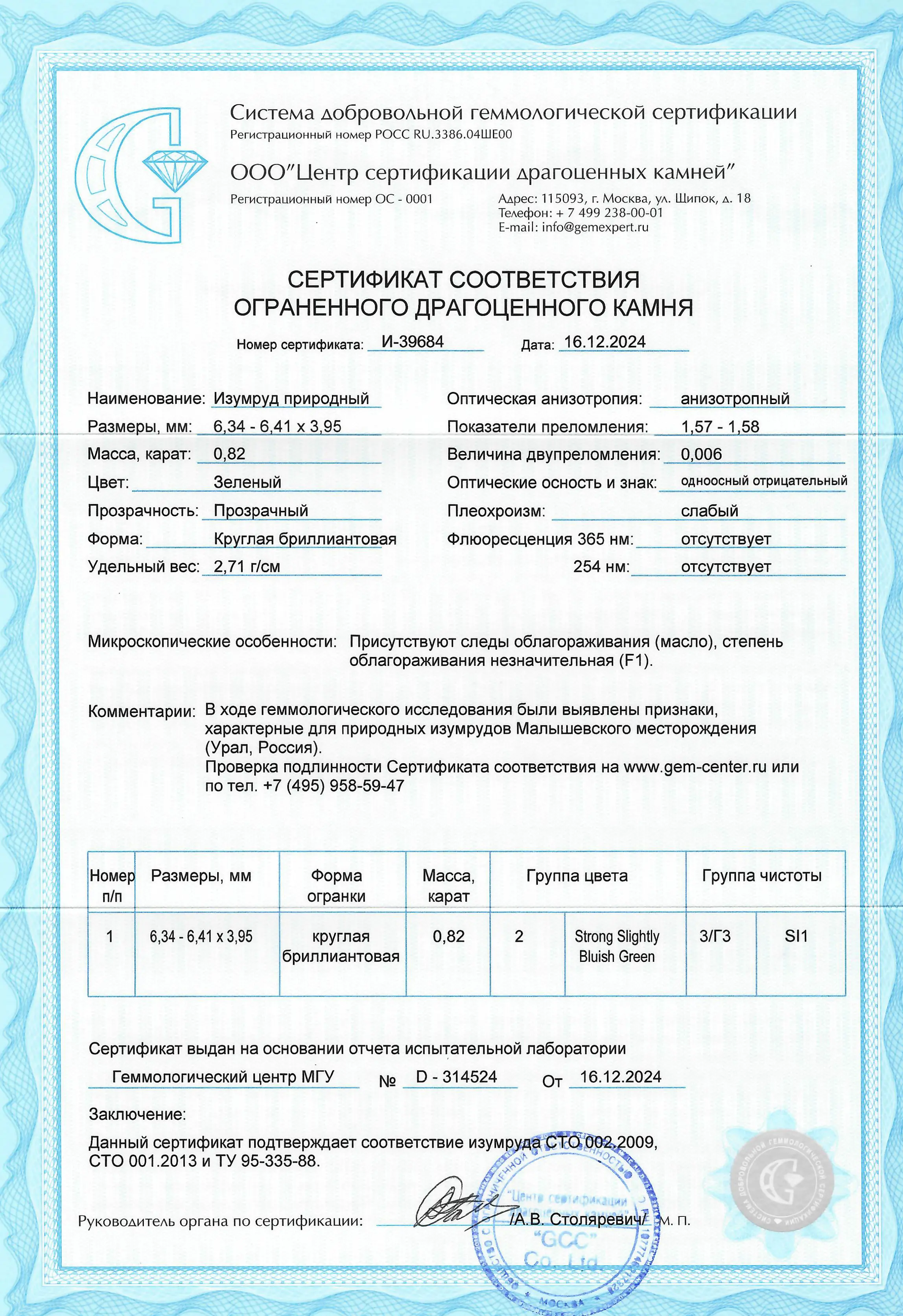 Купить Кольцо из золота с изумрудом природным. Сертифицировано МГУ - Кольцо, Золото - 585 в интернет-магазине кристалл мечты в Москве