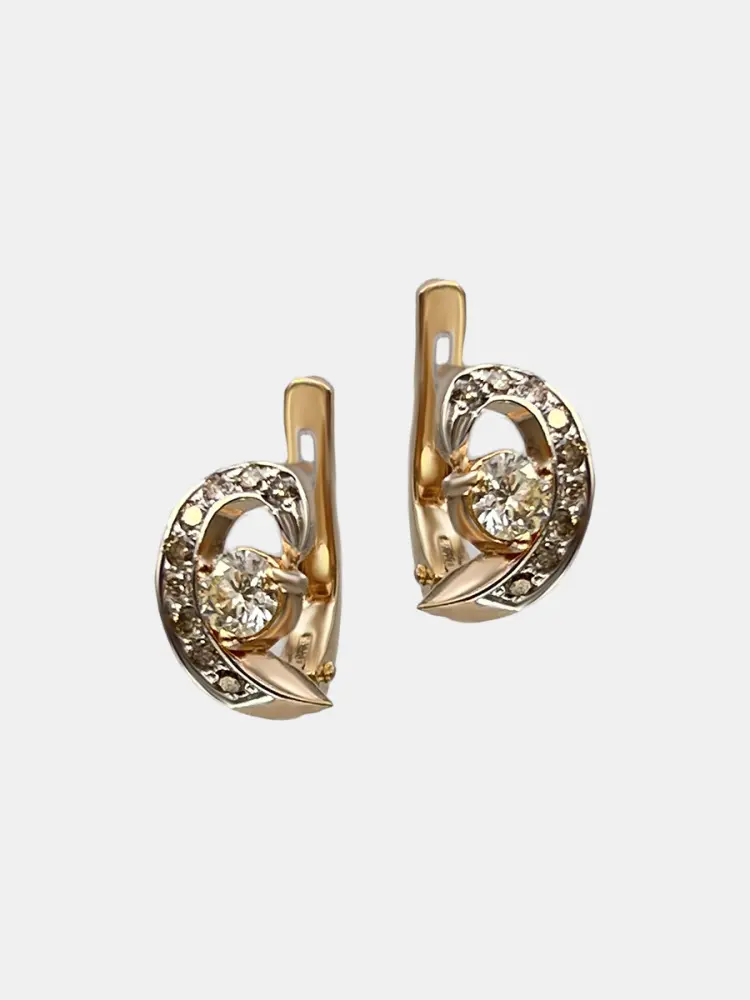 Купить Серьги из золота с бриллиантами природными - Серьги, Золото - 585 в интернет-магазине кристалл мечты в Москве