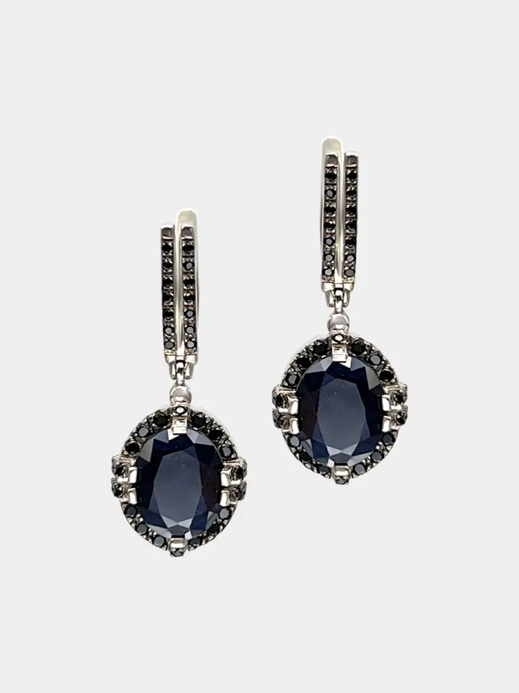 Купить Серьги из серебра с сапфирами и шпинелями - Серьги, Серебро - 925 в интернет-магазине кристалл мечты в Москве
