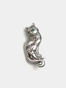 Купить Брошь "Кошка" из серебра с изумрудами - Брошь, Серебро - 925/1 000 в интернет-магазине кристалл мечты в Москве