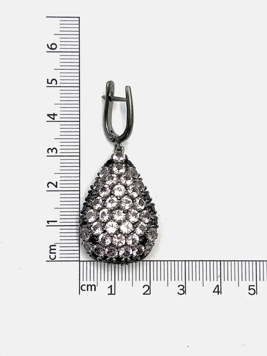Купить Серьги из серебра с сапфирами розовыми искусственными и шпинелями - Серьги, Серебро - 925 в интернет-магазине кристалл мечты в Москве