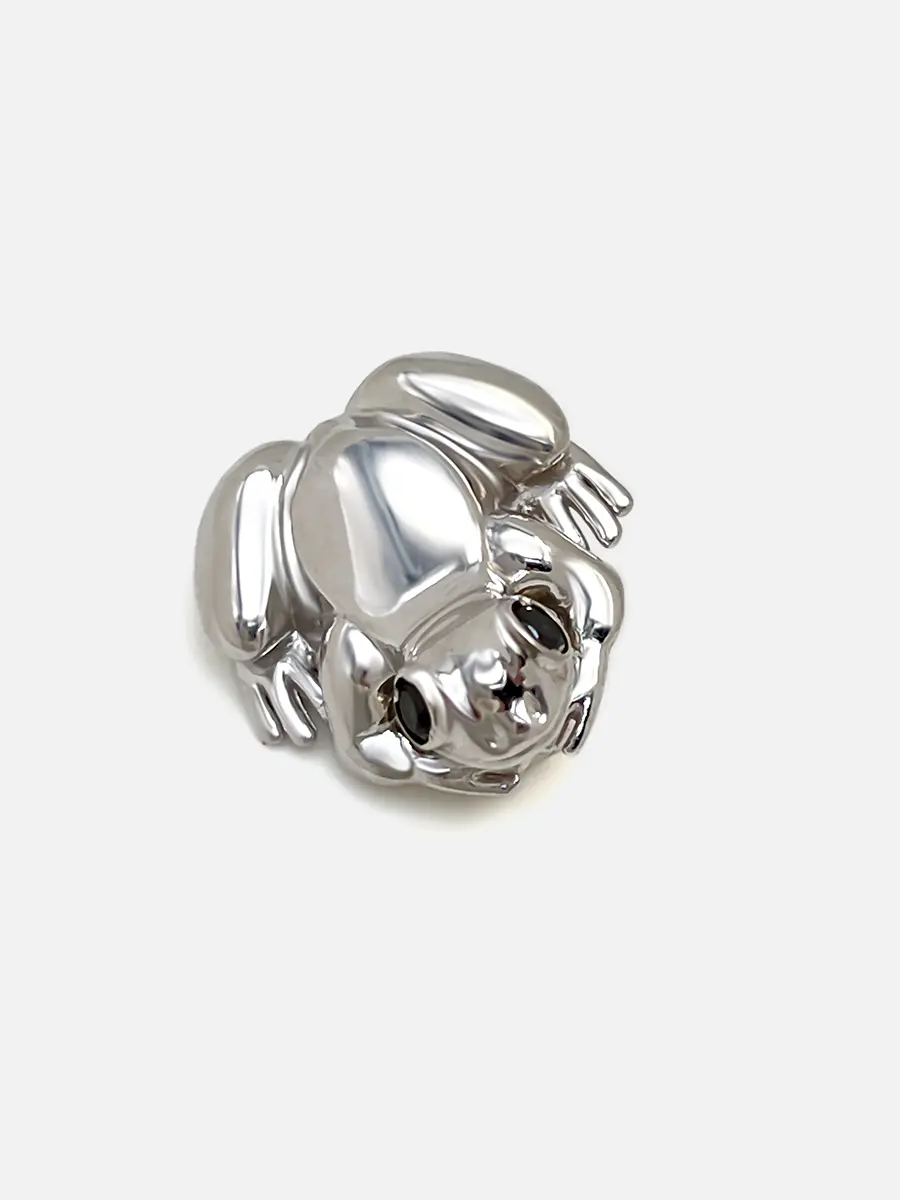 Купить Брошь "Лягушка" из серебра с бриллиантами природными черными - Брошь, Серебро - 925/1 000 в интернет-магазине кристалл мечты в Москве