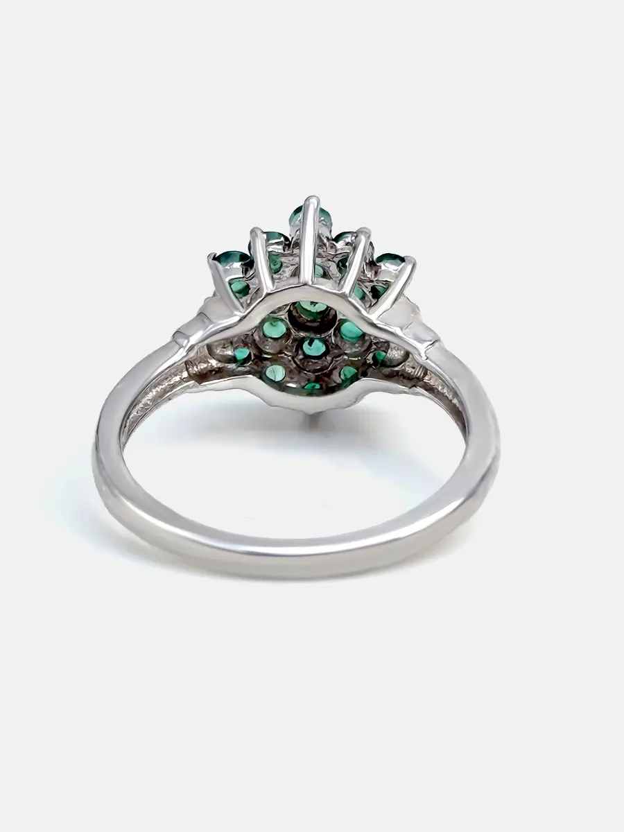 Купить Кольцо из серебра с изумрудами природными. Покрытие родий - Кольцо, Серебро - 925 в интернет-магазине кристалл мечты в Москве