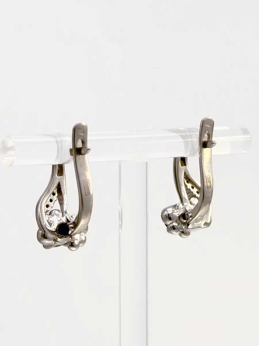 Купить Серьги из серебра с сапфирами и шпинелями. Покрытие родий - Серьги, Серебро - 925 в интернет-магазине кристалл мечты в Москве